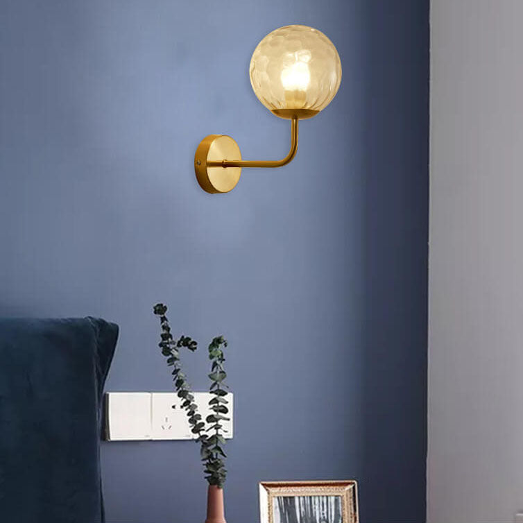Luxury Round Ball Iron Glass 1-Light Wall Sconce Lamp