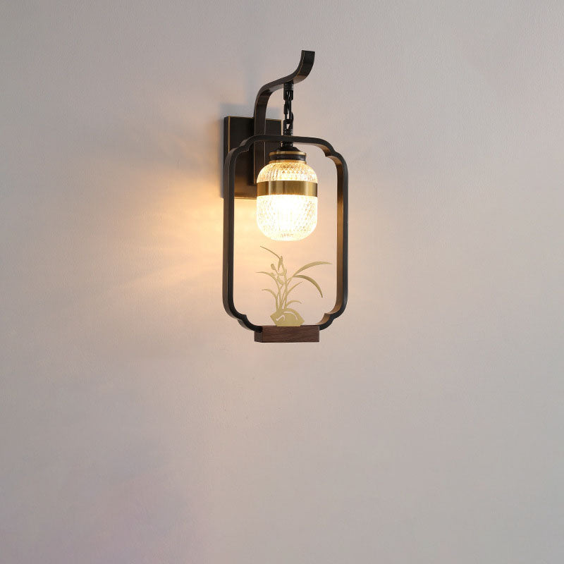 Light Plant Copper Crystal Glass 1-Light Wall Sconce Lamp