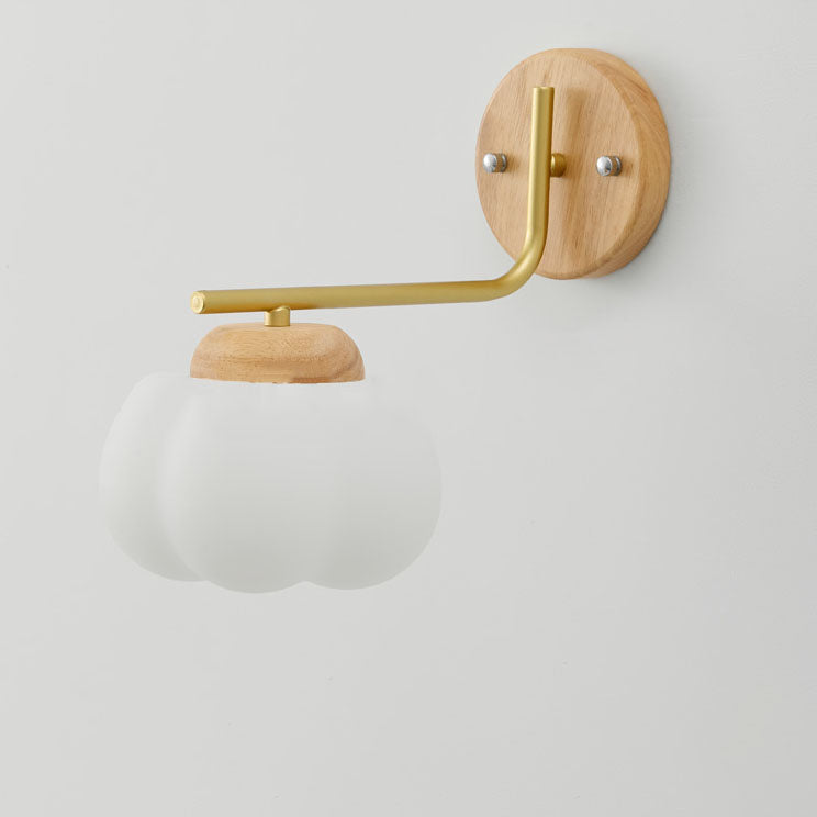 Japanese Wood Cotton PE Shade 1-Light Wall Sconce Lamp