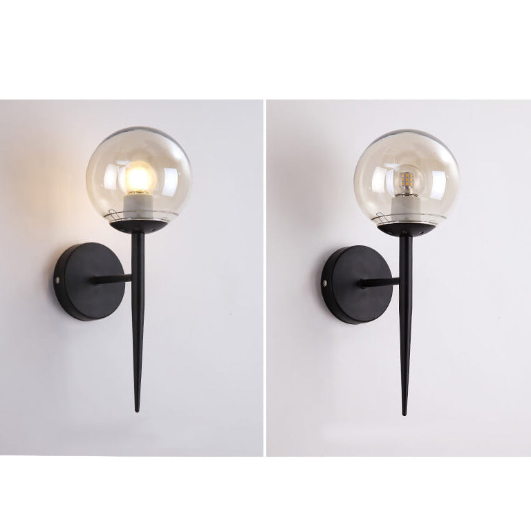Glass Round Ball Shade Long Pole 1-Light Wall Sconce Lamp