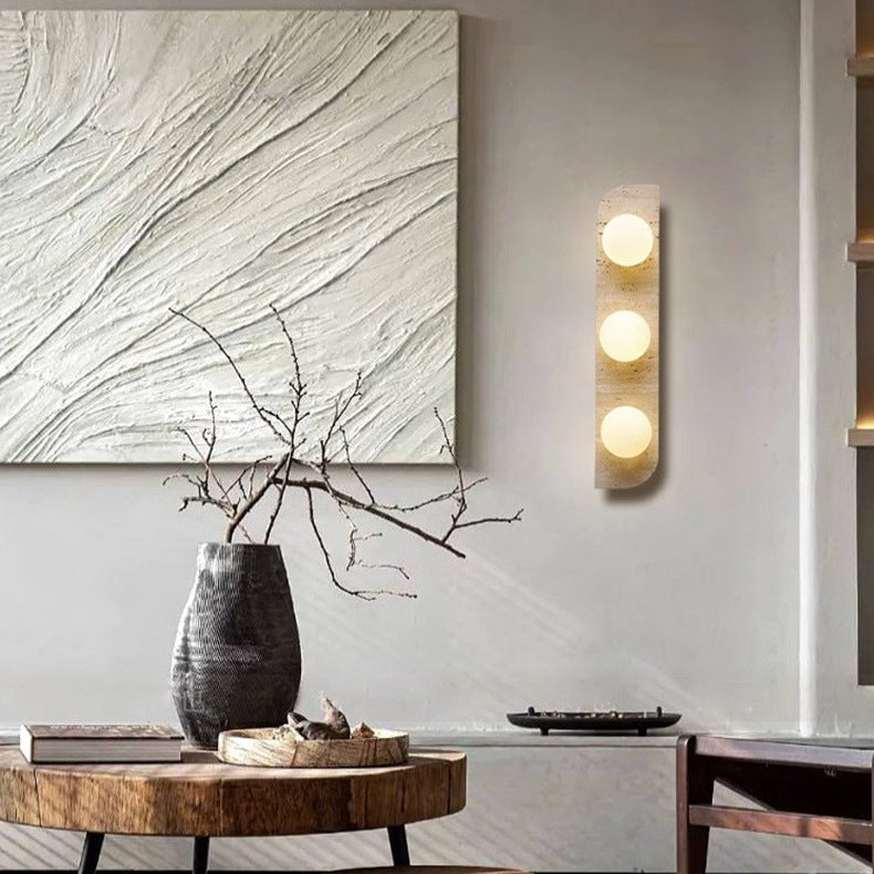 Rectangular Stone Glass 1/2/3 Light Wall Sconce Lamp