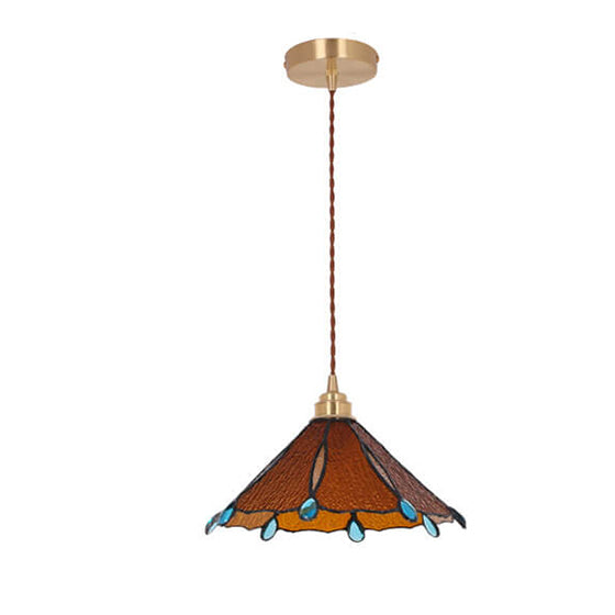 Vintage Stained Glass Glass Pendant Light