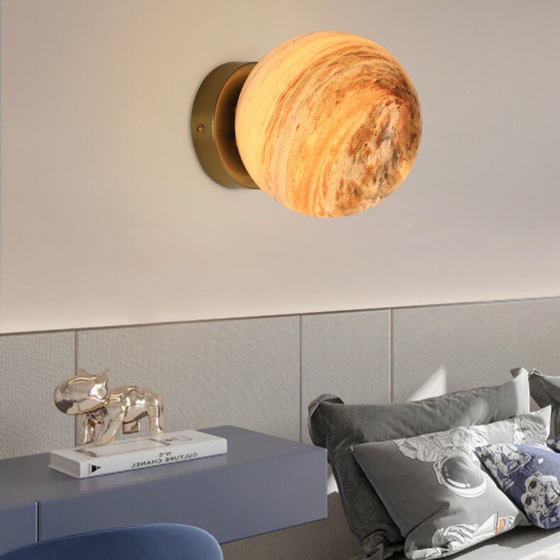 Creative Planet Glass Iron Orb 1-Light Wall Sconce Lamp