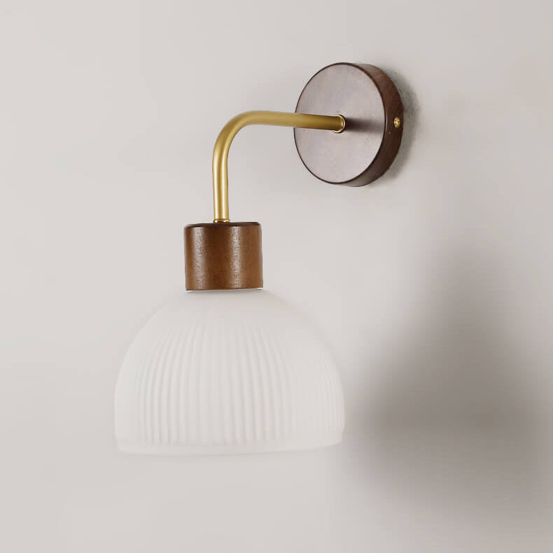 Japanese Glass Semicircle Shade 1-Light Wall Sconce Lamp