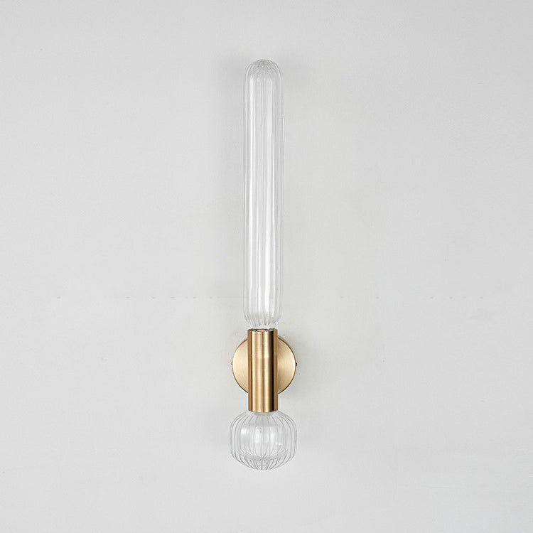 Minimalist Cylinder Striped Glass Iron LED Wall Sconce Lamp