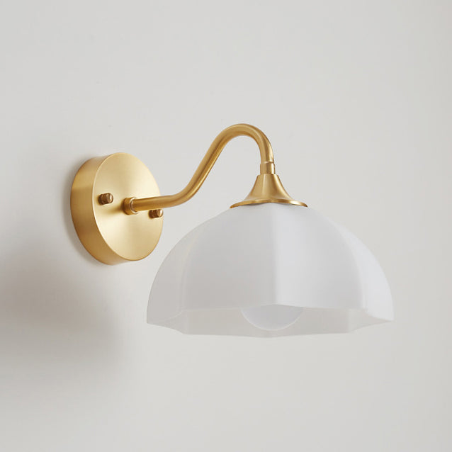 Cream Flower Pod All Copper Glass 1-Light Wall Sconce Lamp