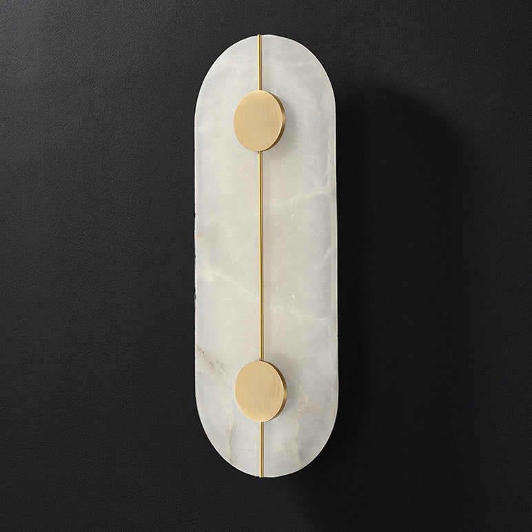 Traditional Copper Marble Oval Shade LED Wall Sconce Lamp