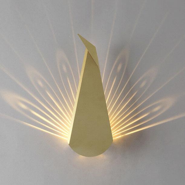 Geometric 1-Light Peacock Lighting LED Wall Sconce Lamps