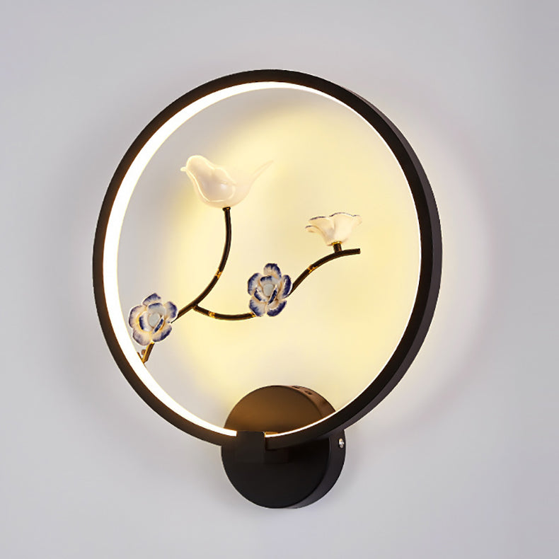 Chinese Lotus Leaf Aluminum Acrylic LED Wall Sconce Lamp