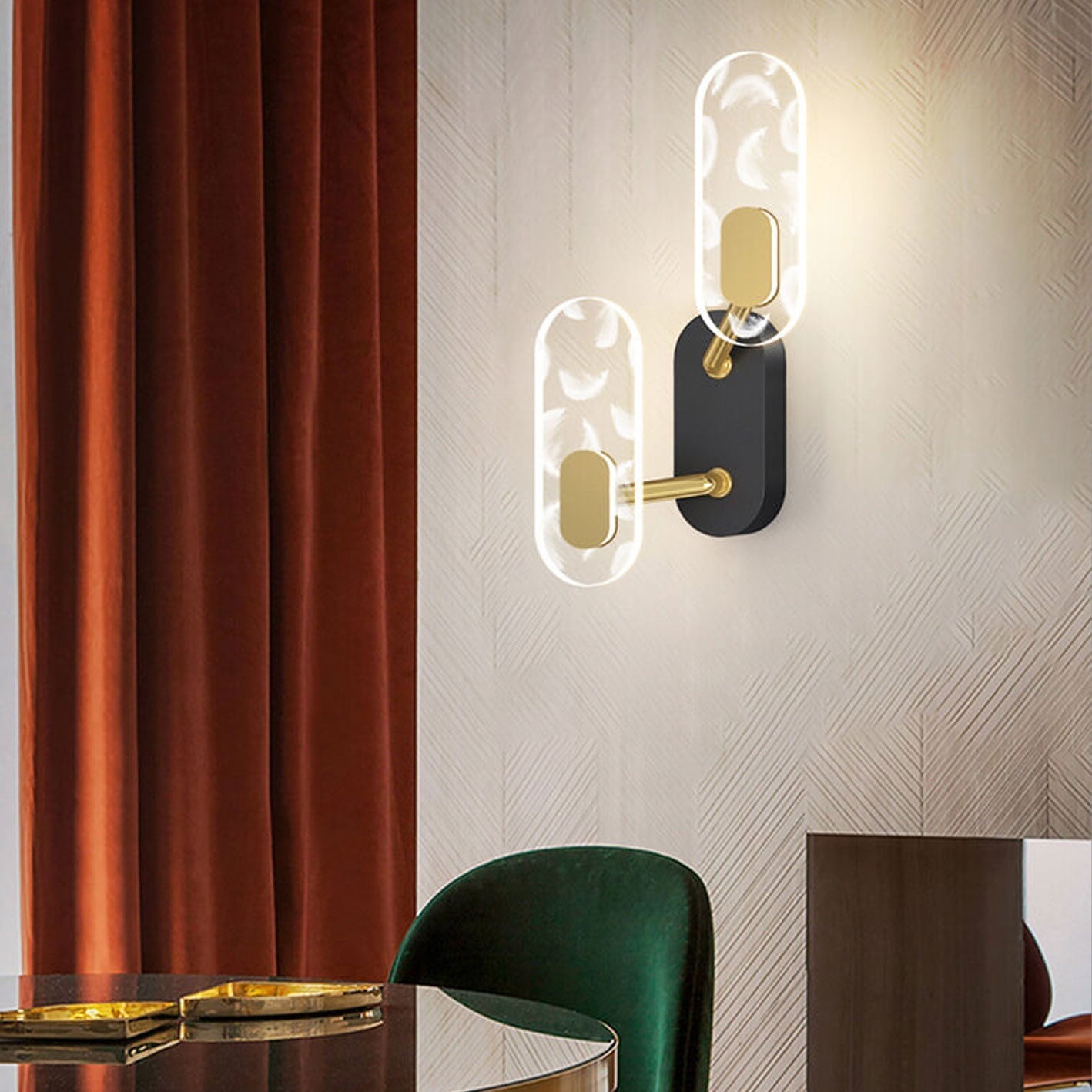Creative Acrylic Ring Black Gold LED Wall Sconce Lamp