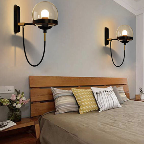 Round Electroplated Copper Glass 1-Light Wall Sconce Lamp