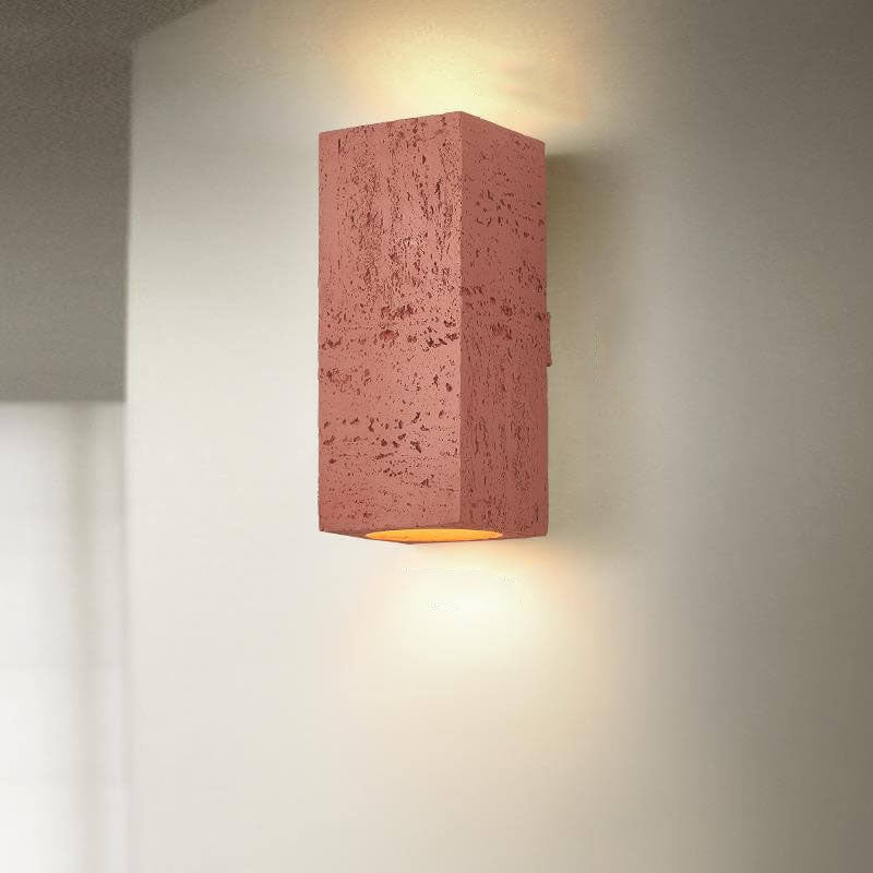 Wabi-sabi Square Column Hand Sculpted LED Wall Sconce Lamp