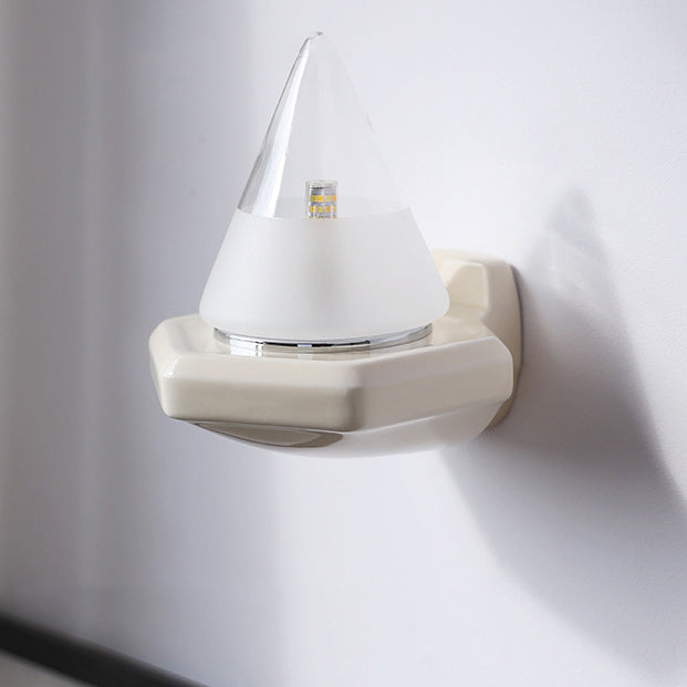 Minimalist Cone Iron Ceramic Glass 1-Light Wall Sconce Lamp
