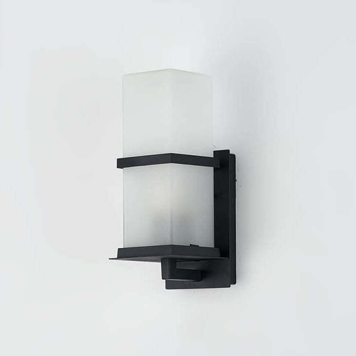 Outdoor Column Frosted Glass Shade 1-Light Wall Sconce Lamp