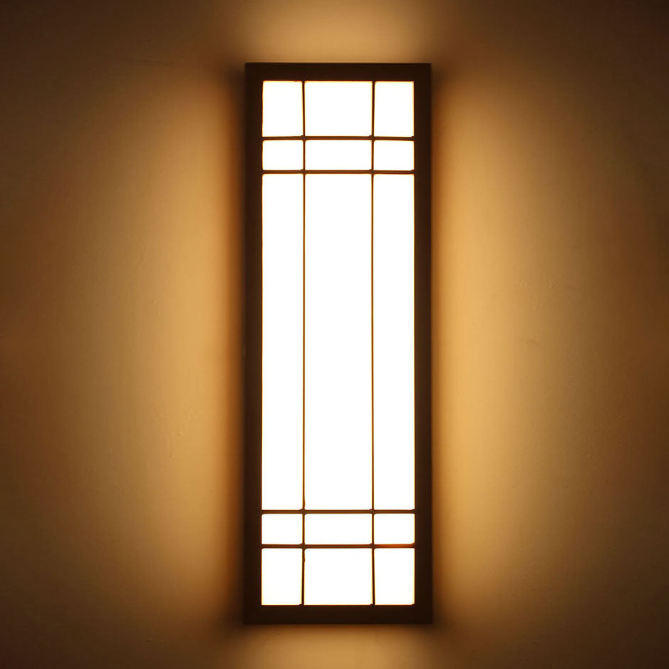 Japanese Rectangle Solid Wood Acrylic LED Wall Sconce Lamp
