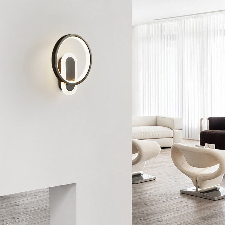 Copper Acrylic Geometric Circle Ring LED Wall Sconce Lamp