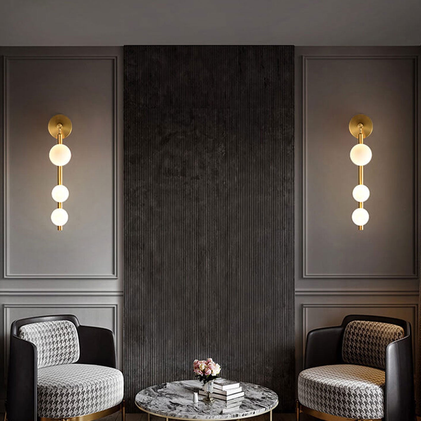 Light Luxury Bead String Design 3-Light Wall Sconce Lamp