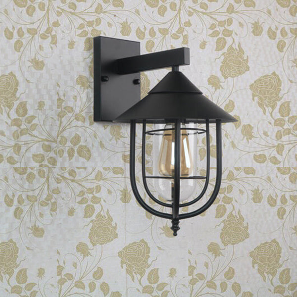 Iron Lantern Indoor Outdoor 1-Light Wall Sconce Lamp