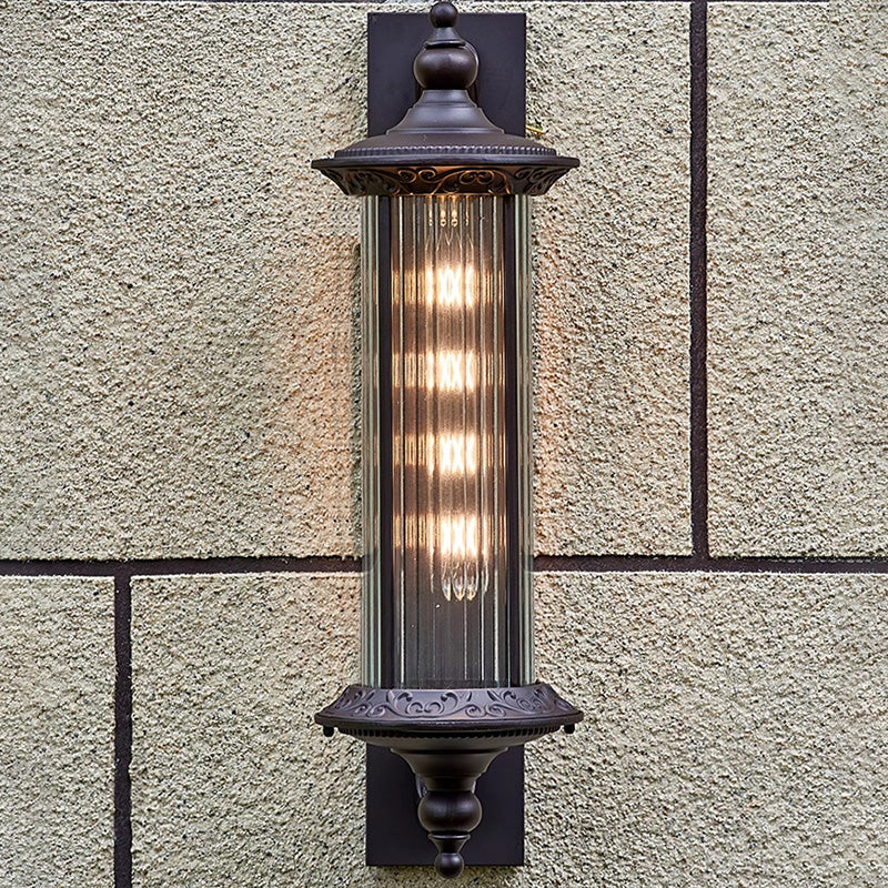 Waterproof Aluminum Glass Cylinder 1-Light Wall Sconce Lamp