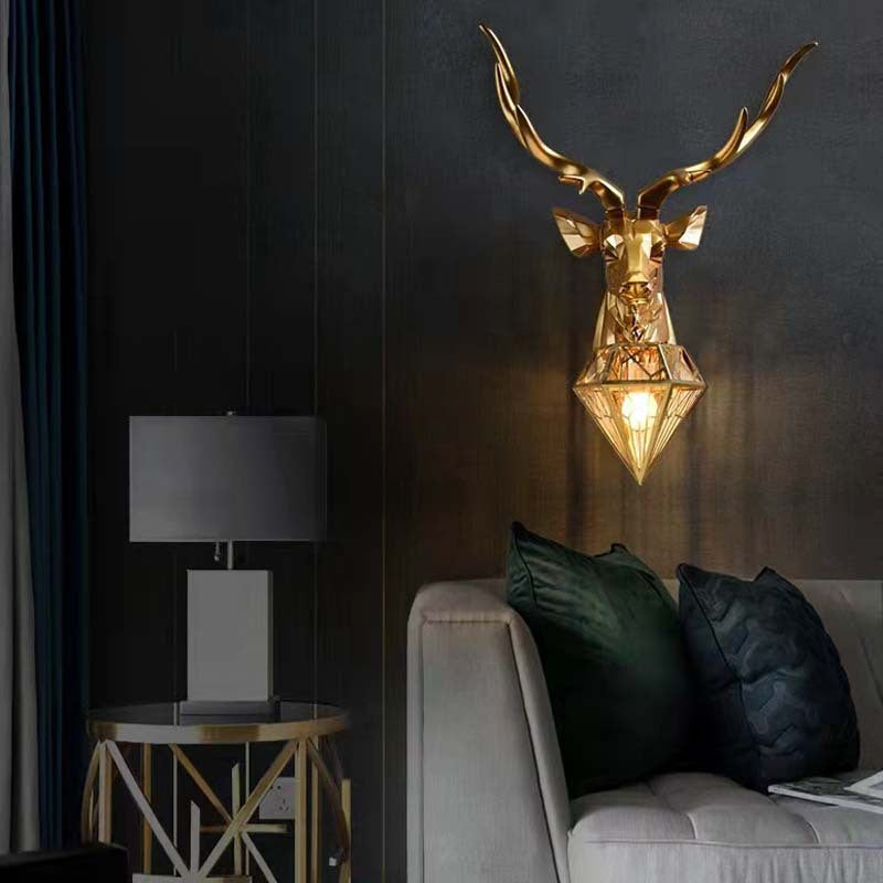 Creative Deer Head Resin 1-Light Wall Sconce Lamp