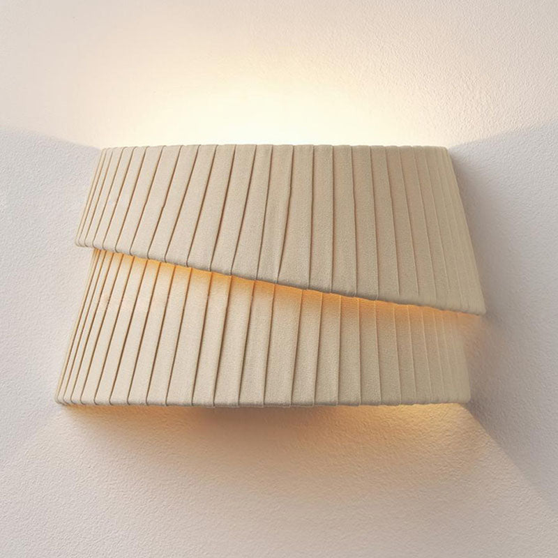 French Half Circle Woven Fabric 1-Light Wall Sconce Lamp