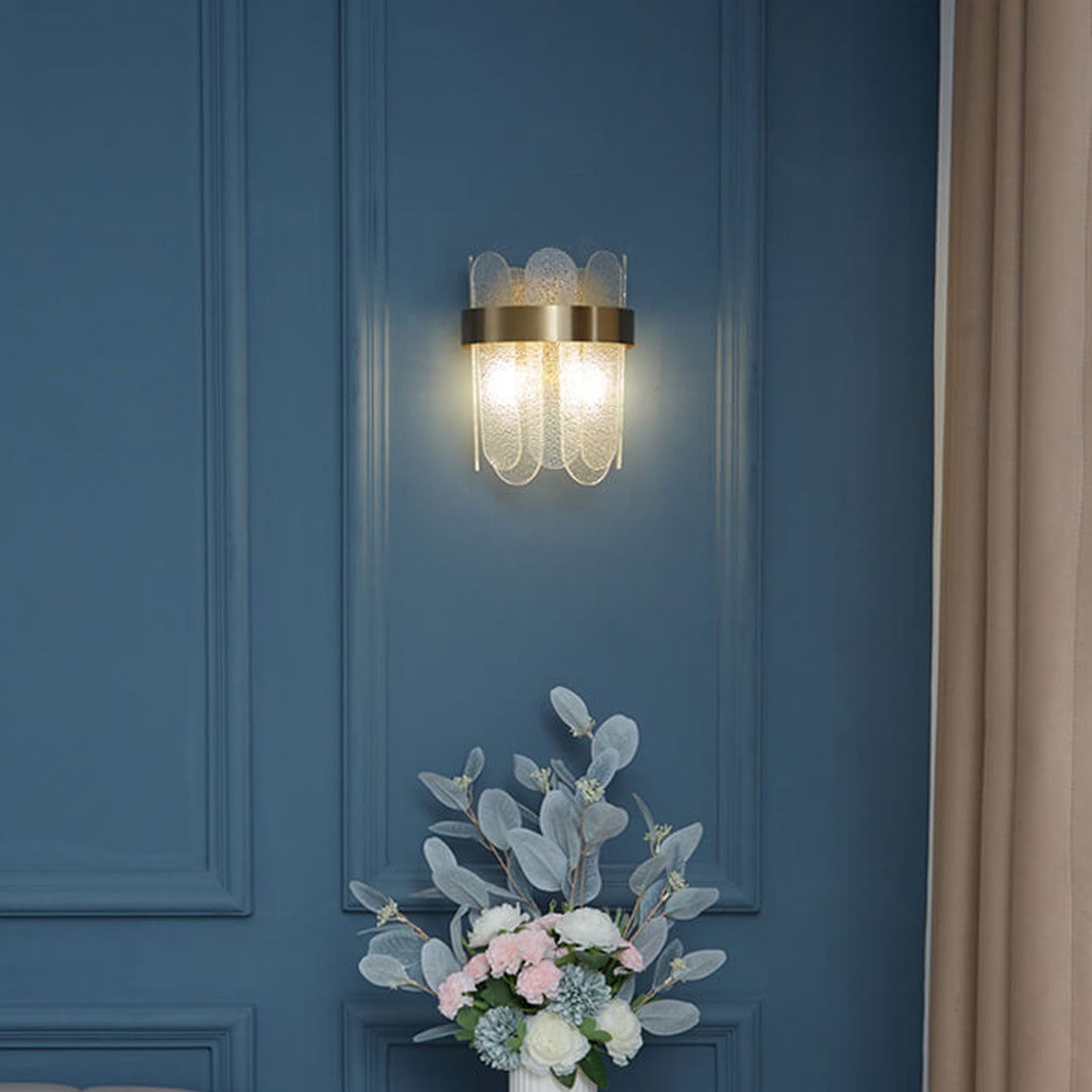 Light Glass Combination Design 2-Light Wall Sconce Lamp
