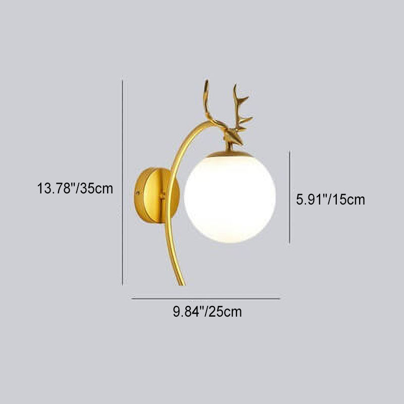 Light Iron Antler Global Glass 1-Light Wall Sconce Lamp