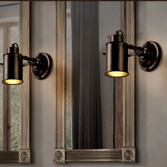 Traditional Vintage Cylinder Iron 1-Light Wall Sconce Lamp