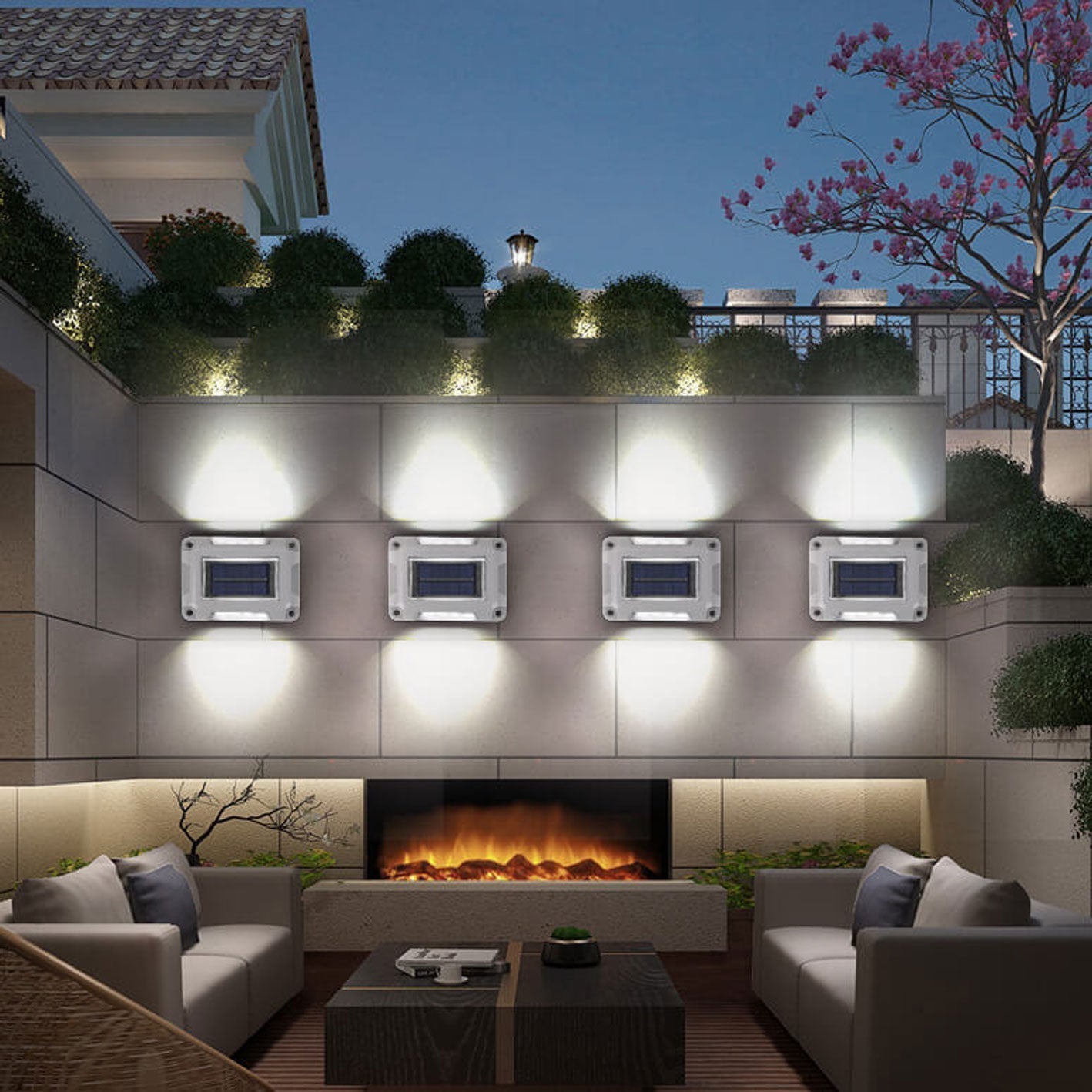 Solar Garden Bidirectional Lighting Wall Sconce Lamp