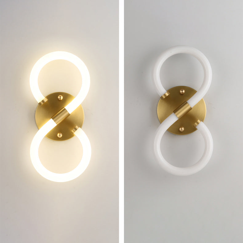 Brass Oval Figure Six Eight Letter LED Wall Sconce Lamp