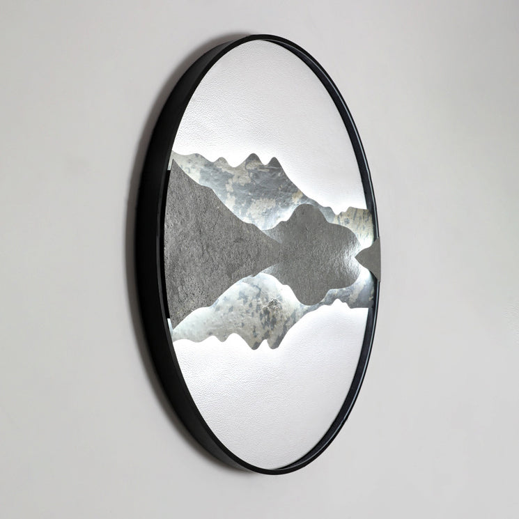 Chinese Round Disc Aluminum Plate Rock LED Wall Sconce Lamp