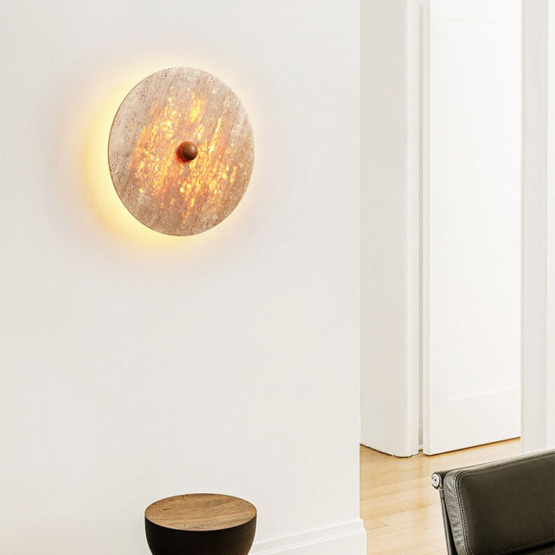 Creative Round Yellow Travertine LED Wall Sconce Lamp