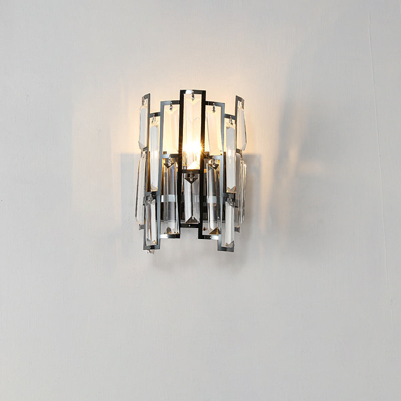 Half Stainless Steel Crystal 1-Light Wall Sconce Lamp