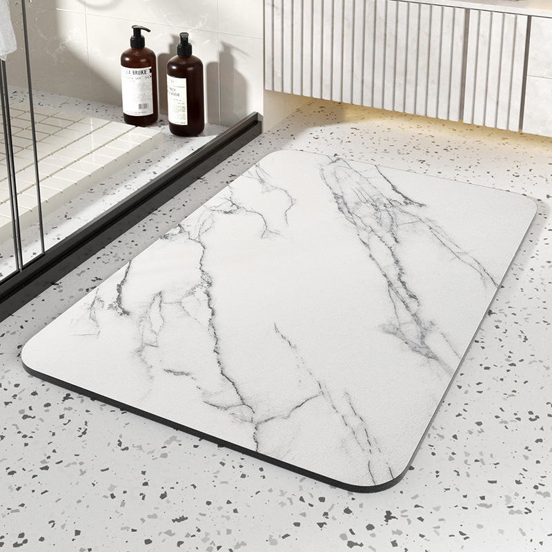 Diatom Stone Bath Mat, Non-Slip Marble Design