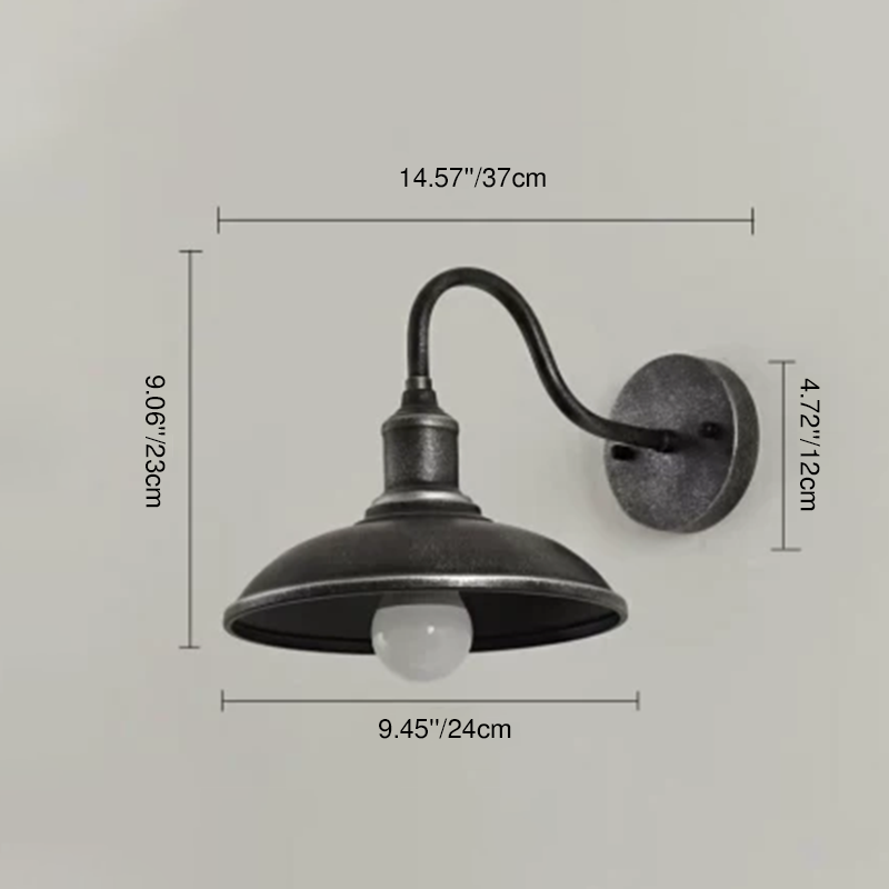 Traditional Iron 1-Light Dome Outdoor Wall Sconce Lamp