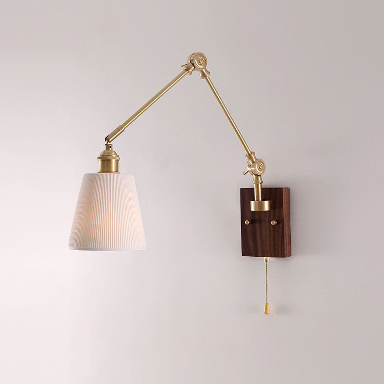 Japanese Ceramic Glass Round Shade 1-Light Wall Sconce Lamp