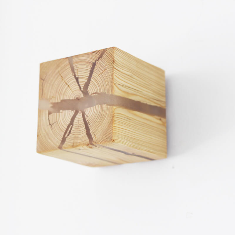 Cracked Solid Wood Square 1-Light Wall Sconce Lamps
