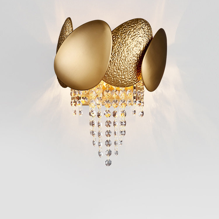 Irregular Oval Piece Iron Crystal 2-Light Wall Sconce Lamp