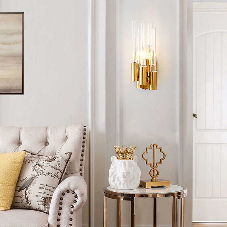 Light Wrought Iron Long Tube 1-Light Wall Sconce Lamp