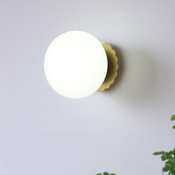 Minimalist Iron Glass Round Head 1-Light Wall Sconce Lamp
