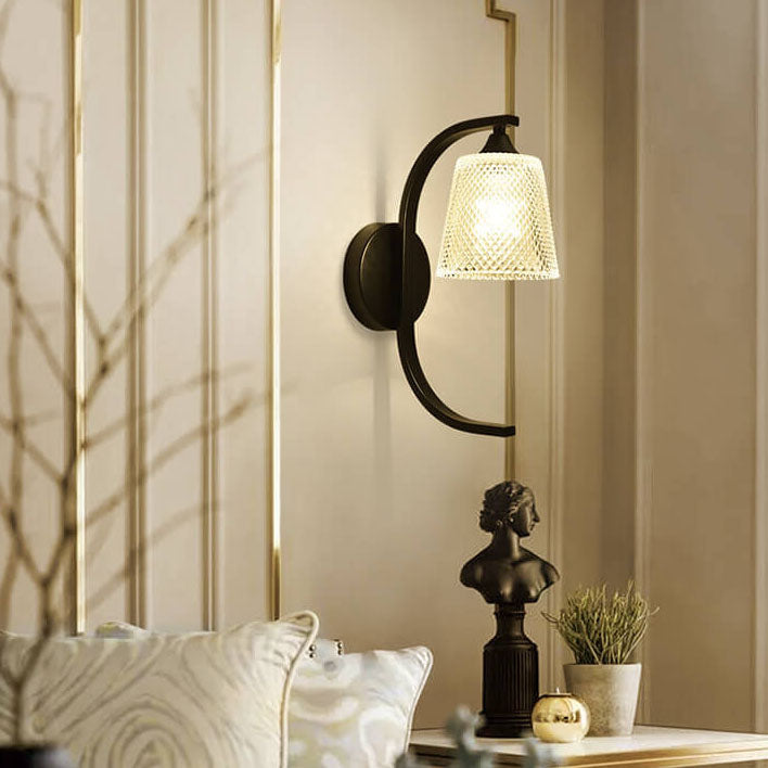 Simple Glass Shade with Resin Bird 1-Light Wall Sconce Lamp