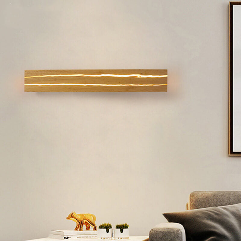 Creative Crackle Wood Rectangular LED Wall Sconce Lamp