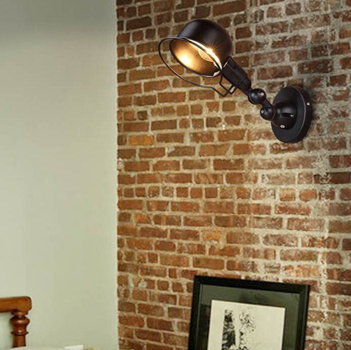 Iron Dome Shade Rotatable 1-Light Wall Sconce Lamp