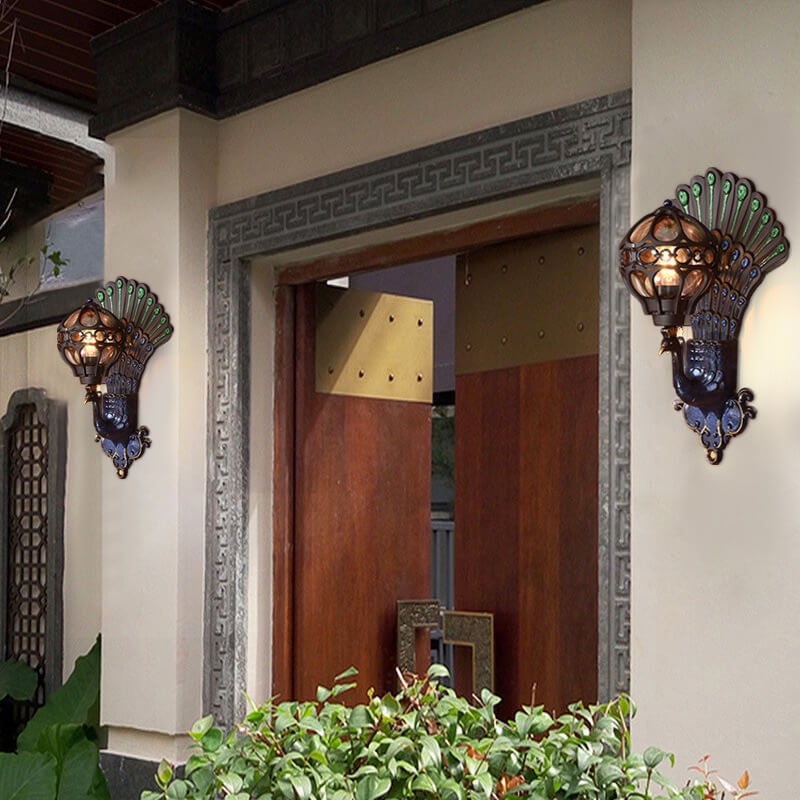 European Peacock 1-Light Outdoor Waterproof Wall Light