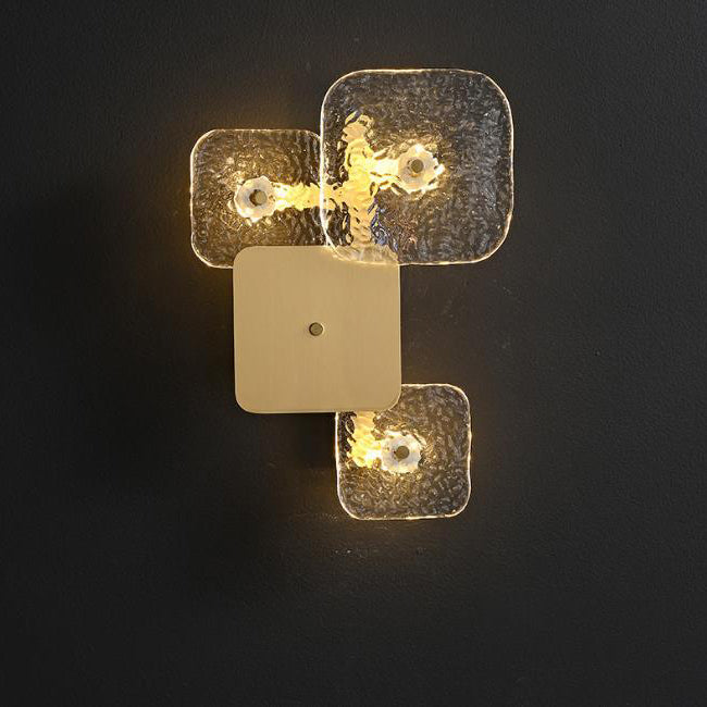 Post-modern Brass Patchwork Square LED Wall Sconce Lamp