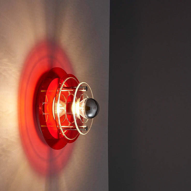 Stained Round Light Shadow Acrylic 1-Light Wall Sconce Lamp