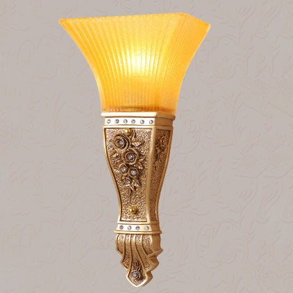 Glass Carving Resin Flared 1-Light Wall Sconce Lamp