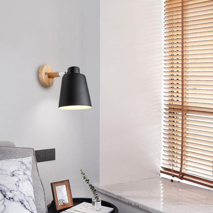 Minimalist Solid Color Iron Wood 1-Light Wall Sconce Lamp