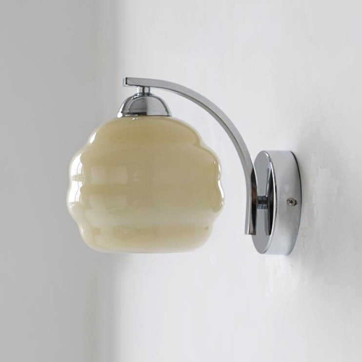 Simplicity Iron Glass Round Ball 1-Light Wall Sconce Lamp