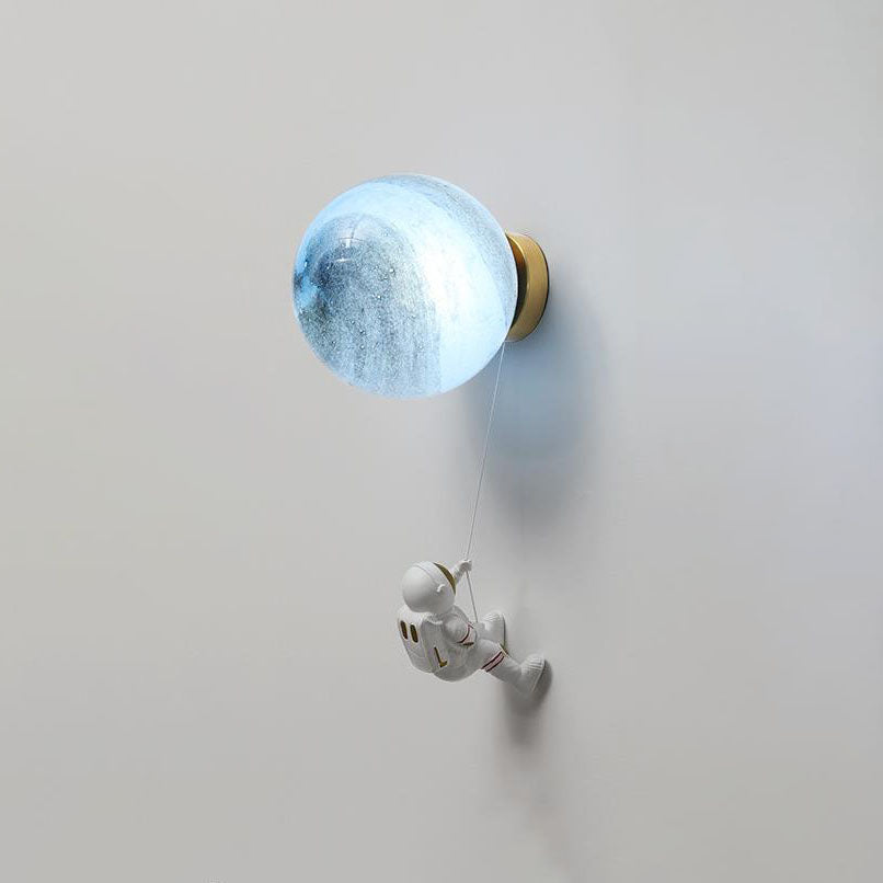 Creative Orb Astronaut Iron Resin 1-Light Wall Sconce Lamp